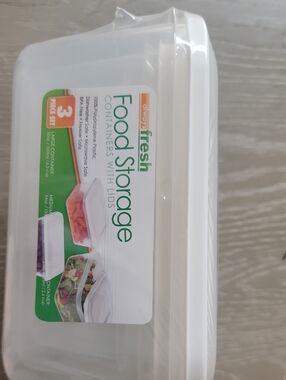 3 In 1 Set fresh White Plastic Food Storage Container Set with Clear Lids